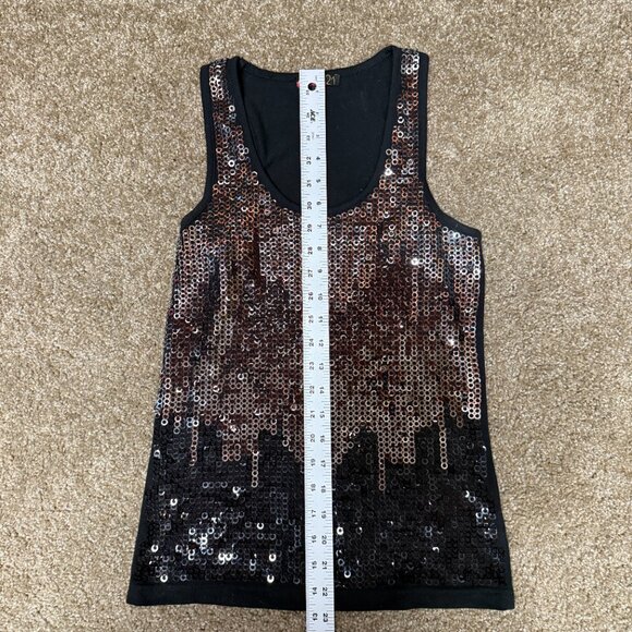 Forever 21 Silver Sequin Knit Tank Top Womens Small Stretch Scoop Holiday Dance - Picture 8 of 13